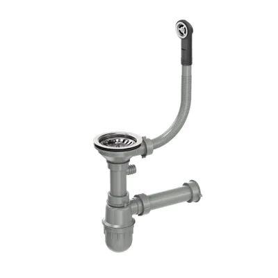 Produktbild von VBChome Ablaufventil 3 1/2″ mit 1-Becken-Siphon Edelstahl für Granit Einbeckenspüle Anschluss für Geschirrspüler oder Waschmaschine