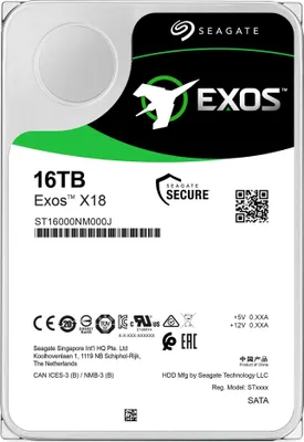 Produktbild von Seagate Exos X18 Enterprise 16TB 3.5 Zoll HDD CMR SATA III 7200 RPM 512e ST16000NM000J