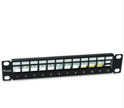 Produktbild von Equip Patchpanel 12x Cat6A 10" FTP 1HE Keystone Montage sw