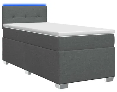 Immagine prodotto di Letto con rete a molle e materasso, colore grigio scuro, 80 x 200 cm, rivestito in tessuto