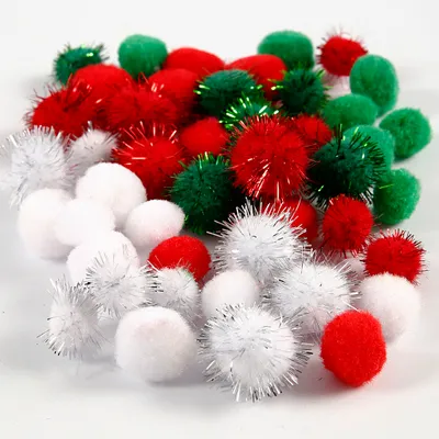 Produktbild von Creativ Company 51881, Dekorativer Pom-Pom, Kunststoff, Grün, Rot, Weiß, Einfarbig, Rund, 3 Jahr(e)
