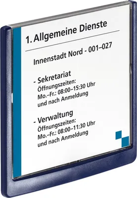 Image de Durable 4862 07 Plaque de porte CLICK SIGN, cadre bleu foncé, 149 x 148,5 mm, transparent