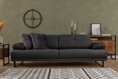 Obrázok produktu pre Hanah Home, Mustang- ARE1355, antracit, rozkladacia pohovka, rám: Bukové drevo / drevotriesková doska