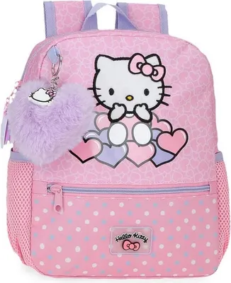 Immagine prodotto di Zaino adattabile Hello Kitty a cuori e pois 28 cm