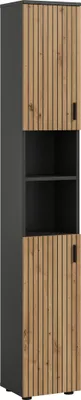 Produktbild von Hochschrank >Mone< in Basalt / Artisan Oak - 30x192x30cm (BxHxT)