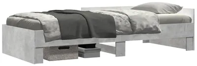 Produktbild von vidaXL Bettgestell mit Kopfteil Betongrau 80 x 200 cm Holzwerkstoff