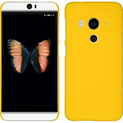 Produktbild von PhoneNatic Case kompatibel mit HTC Butterfly 3 - Hülle gelb gummiert Hard-case Cover