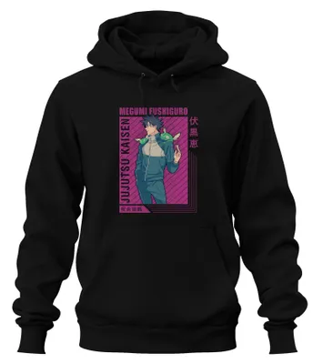 Immagine prodotto di Megumi Fushiguro Jujutsu Kaisen Shikigami Anime Regalo Retro Unisex Felpa con cappuccio, Nero, S