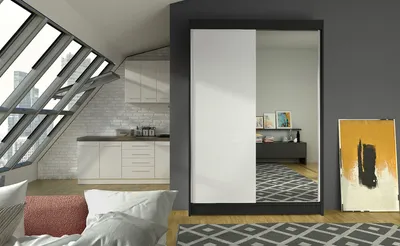 Obrázek produktu pro Moderní šatní skříň LINH 1 - šířka 120 cm, černá / bílá