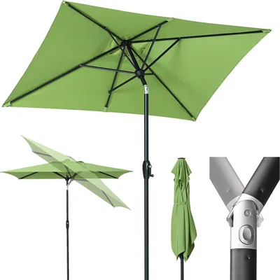 Produktbild von Sekey Sonnenschirm Balkon Gartenschirm Marktschirm  140×210 cm mit Handkurbel, aus 100% Polyester, Sonnenschutz UV50+, Apfelgrün