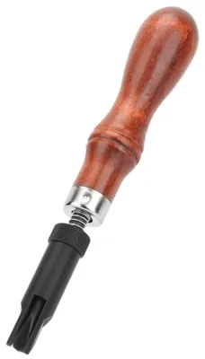 Leder-Rillwerkzeug mit V-Schneidspitze, Holzgriff, 15,7 cm