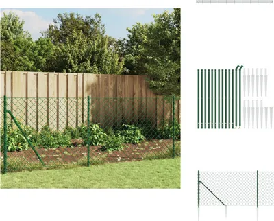 Produktbild von vidaXL Maschendrahtzaun mit Bodenhülsen Grün 1x25 m - Zaunfelder