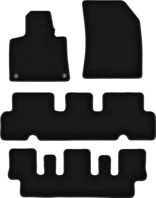 Produktbild von Wielganizator Velours-Autoteppiche – passend für Citroen C4 Grand Picasso II (Minivan 7 Personen, Bj. 2013-2019) –  schwarz, passgenau, mit Befestigungen set 4 Stk.
