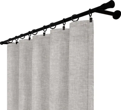 Zdjęcie produktu dla Voppi Półzaciemniająca zasłona dekoracyjna do salonu 140 x 250 cm szara zasłona z lnianym wzorem na żabki agrafki