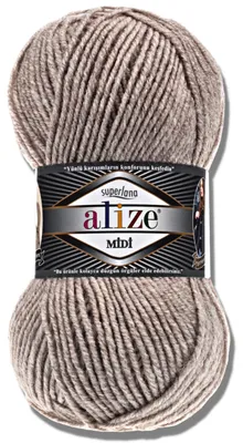Imagen del producto de Alize 1x 100g Superlana Midi, hilo de punto, color sólido, ideal para tejer a crochet o a dos agujas (207)