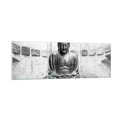 Produktbild von Bilder auf glas - 3 Teile - Japanisch Buddha Statue - 150x50cm - Glasbilder - Wandbilder - Bilder - zum Aufhängen bereit - Wanddekoration aus Glas - Glas Bilder - Wandbild auf Glas - GCA150x50-4329