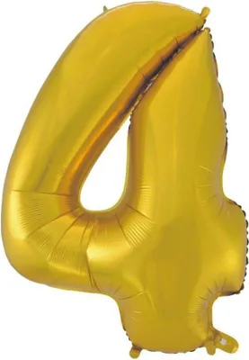 Immagine prodotto di Numero dorato opaco - Numero 4 dorato - Palloncino in foil da 92 cm