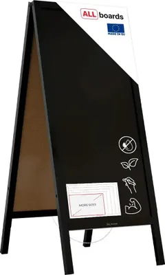 Immagine prodotto di ALLboards Lavagna Nera da Gesso con Cavalletto bifacciale 150x61 cm COLORE NERO