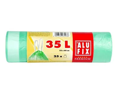 Produktbild von 250x ALUFIX Müllsäcke mit Zugband 35L HDPE 53x60 cm 15my grün transparent