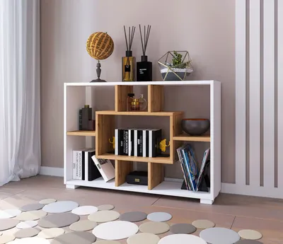 Produktbild von Bücherregal Split Raumteiler 60x20x90cm weiß Wotan Eiche