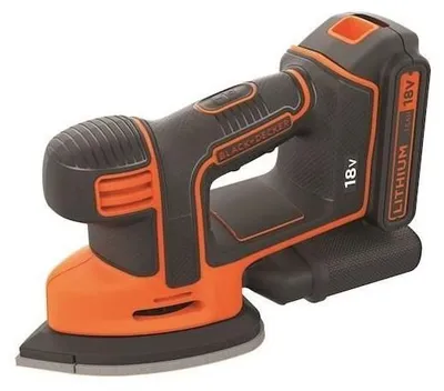 Immagine prodotto di Levigatrice orbitale senza fili - BLACK & DECKER - BDCDS18 18V - Design a forma di mouse - Sacchetto raccoglipolvere