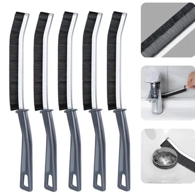 Image de Brosse de nettoyage pour joints, lot de 5, noire. Brosse dure pour carrelage, fenêtres, salles de bain et éviers de cuisine