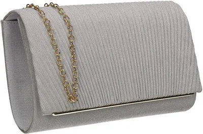 Produktbild von Glänzende weiße Damen Clutch-Tasche elegant schlicht für Abend und festliche Anlässe