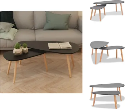 Immagine prodotto di vidaXL Set di tavolini 2 pz. Legno di pino massiccio nero - Tavolini