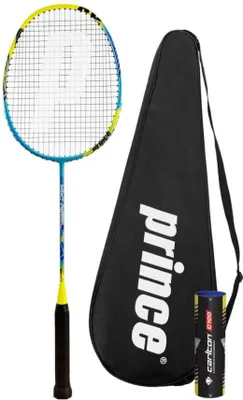 Produktbild von Prince Pro Rebel Graphit-Badmintonschläger, Badminton, inkl. Federbälle, Tragetasche, leicht, robust, optimal für Freizeit.