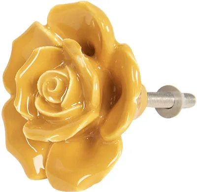 Produktbild von Clayre & Eef 64282 Türknopf Durchmesser 4 cm Gelb Keramik Blumen