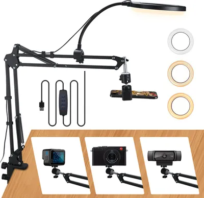 Produktbild von Ringlichter, Ringlicht, 6 Zoll 360° Handy Stativ Flexible Overhead Stativ Kamera Arm, mit Licht für Heimwerkervideos, Selfie, Live Streamen, TikTok