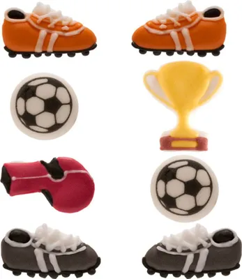 Produktbild von dekora Essbare Fußball Zuckerdeko – 8 Figuren für Torten & Cupcakes