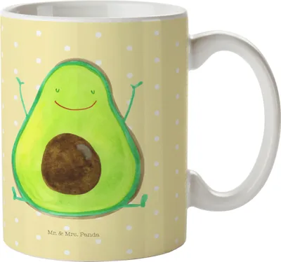 Produktbild von Mr. & Mrs. Panda Trinklernbecher Avocado Glücklich - Gelb Pastell - Geschenk, Mehrwegbecher, Frucht, Chaos, Plastikbecher, Camping Tasse, Kindertrinkbecher, Freude, Pott