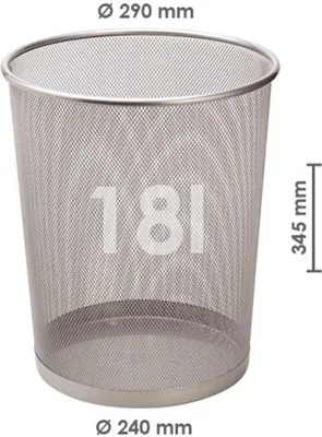 Obrázok produktu pre Stredný drôtený odpadkový kôš 18 l. strieborný
