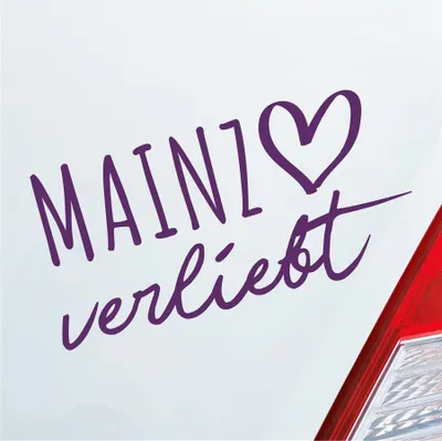 Produktbild von Auto Aufkleber Mainz verliebt Herz Stadt Heimat Liebe Car 19x10 cm Lila Sticker Heckscheibenaufkleber