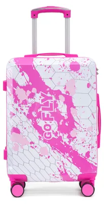 Produktbild von Hartschalen-Kabinenkoffer 20 Zoll mit Schwenkrollen und Zahlenschloss, bedrucktem Muster, PC-Material, Rosa