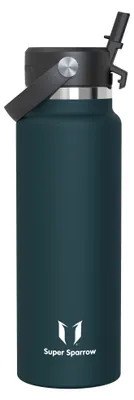 Produktbild von Sparrow Edelstahl Trinkflasche 1.2L Thermosflasche mit Strohhalm FlexDeckel