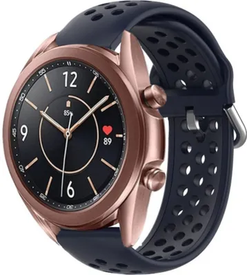 Produktbild von Strap-it Samsung Galaxy Watch 3 - 41mm Silikonarmband mit Löchern (Dunkelblau)