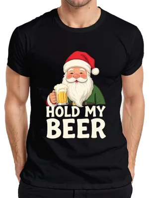 Immagine prodotto di Maglietta da uomo "Hold My Beer Father Christmas Beer Christmas Funny Gift", nero, XL