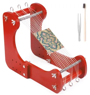 Produktbild von Perlenwebrahmen Perlenstickrahmen Webrahmen - Holz - Verstellbar 19 bis 26,7 cm - Zwei Arbeitsmodi