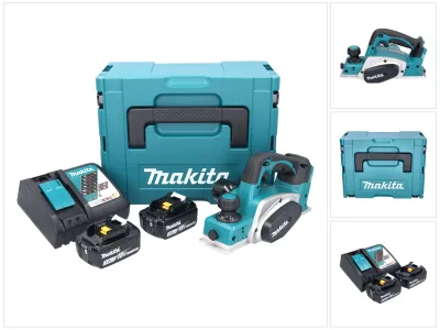 Produktbild von Makita DKP 180 RFJ Akku Hobel 18 V 82 mm + 2x Akku 3,0 Ah + Ladegerät + Makpac