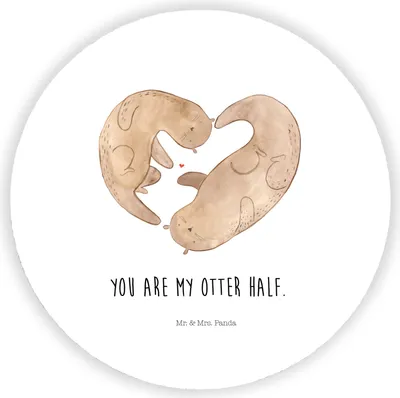 Produktbild von Mr. & Mrs. Panda Kühlschrankmagnet Otter Herz - Weiß - Geschenk, Hochzeitstag, Seeotter, magnet für pinwand, pinnwand, Liebe, Runder, kühlschrank