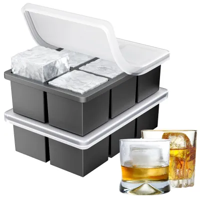 Produktbild von Ankway Eiswürfelform Silikon Groß 2er-Pack, XXL Eiswürfelbehälter mit Deckel für