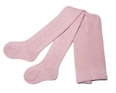 Produktbild von Kinderstrumpfhosen aus Wolle Zwei Zöpfe Rosa Größe 80-86
