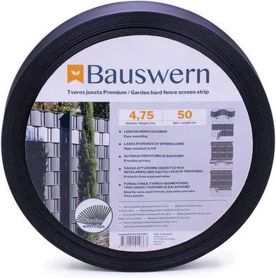 Imagen del producto de Tiras protectoras solares para vallas de doble alambrada – PP 700 g/m², 50 m x 4,75 cm, color gris RAL7016, 1,27 mm, resistentes a la intemperie, fáciles de limpiar, montaje sencillo