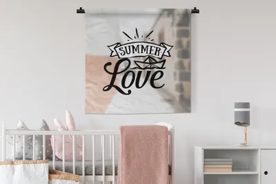Produktbild von MuchoWow® Wandteppich Wandbehang Sommer - Zitat - Schwarz 90x90 cm Tapisserie Dekoration Wandtuch - Wandaufhänger