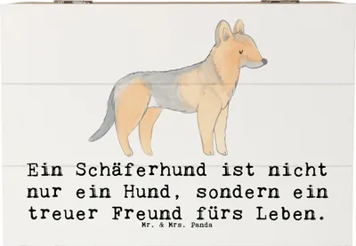 Produktbild von Mr. & Mrs. Panda Box Schäferhund Freund 22 x 15 cm - Weiß - Geschenk, aktiver Hund, Geschenkbox, Aufbewahrungsbox Holz, Hunderassen Vielfalt, Intelligenz, schatztruhe