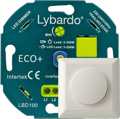 Produktbild von LED-Dimmer Lybardo Eco+ 3-200 Watt mit Abdeckrahmen | Universal | Unterputz | Phasenabschaltung