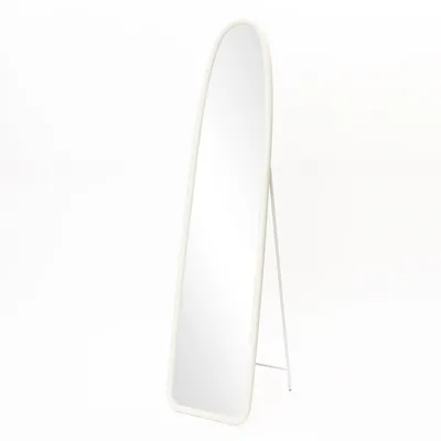 Produktbild von Standspiegel Holz Weiß, 175 x 43 cm, GewölbterGanzkörperspiegel mit Eleganter Gebogener Rahmen