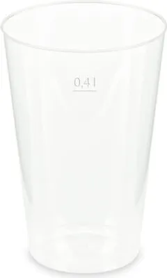 Produktbild von 10x Mehrwegbecher Pfandbecher transparent stabil+ PP 0,4L Eichstrich Ø 87mm